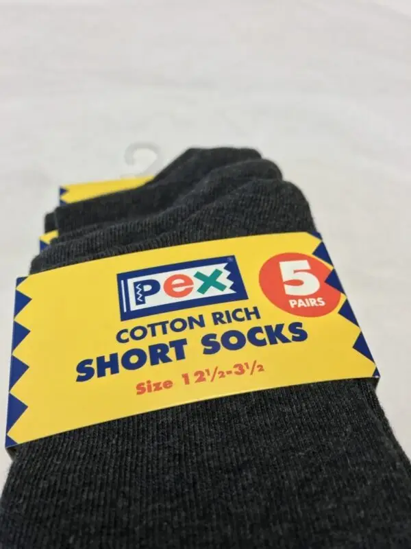 Black Cotton Short Socks (5 Pair Pack) - Image 2