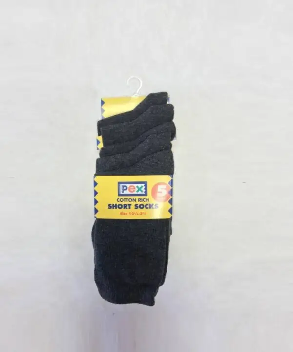 Black Cotton Short Socks (5 Pair Pack)